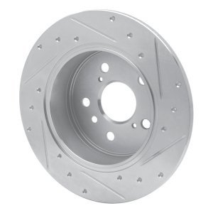 Toyota Avalon Brake Rotor (1) - Rear Left - R1 Concepts - Drilled & Slotted - Silver - `00-`04